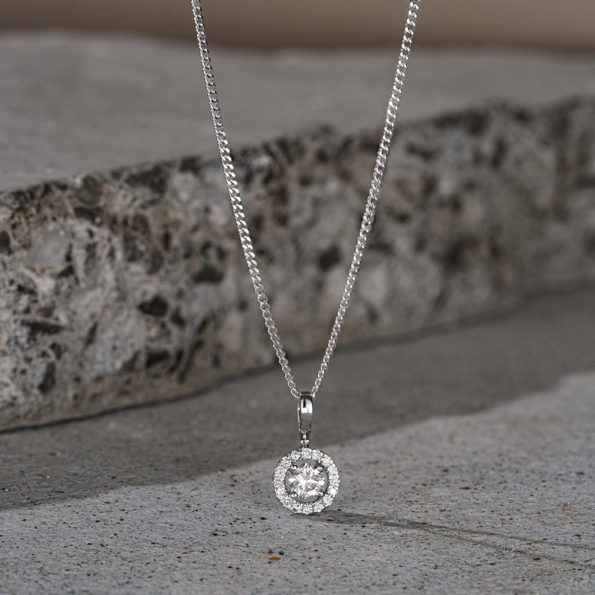 Ella 0.30ct Halo Lab Diamond and 9K White Gold Pendant
